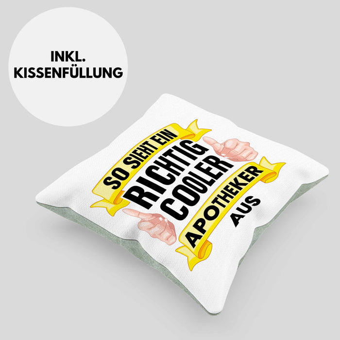Apotheker Kissen mit Füllung 40x40 Geschenk Spruch Pharmazie Lustig (Grau) Grün Trendation