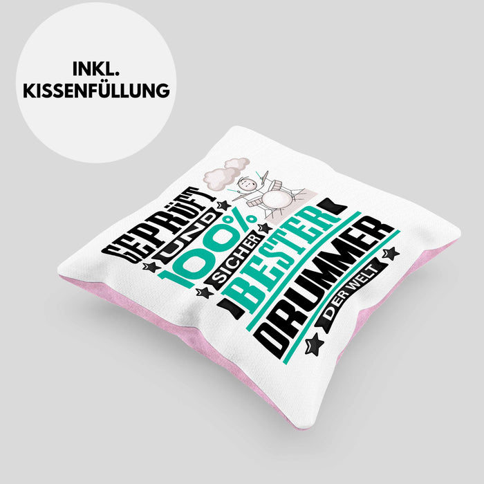 Drummer Geschenk Lustiger Spruch für Drummer Geschenkidee Bester Drummer Der WeltKissen mit Füllung 40x40 (Grau) Rosa Trendation
