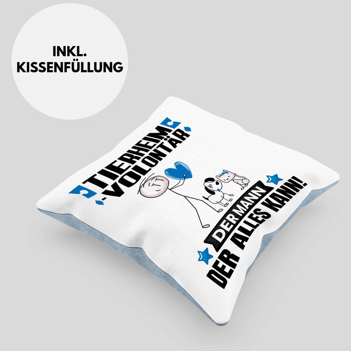 Tierheimvolontär Kissen mit Füllung 40x40 Geschenk für Tierheimvolontär Der Mann Der Alles Kann Geschenkidee zum Geburtstag (Grau) Blau Trendation