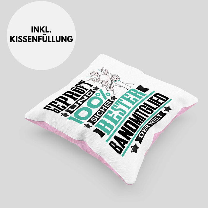 Bandmitglied Geschenk Lustiger Spruch für Bandmitglied Geschenkidee Bester Bandmitglied Der WeltKissen mit Füllung 40x40 (Grau) Rosa Trendation