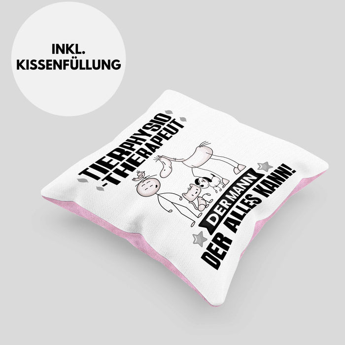 Tierphysiotherapeut Kissen mit Füllung 40x40 Geschenk für Tierphysiotherapeut Der Mann Der Alles Kann Geschenkidee zum Geburtstag (Grau) Rosa Trendation