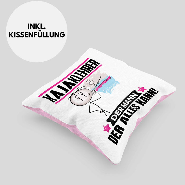 Kajaklehrer Kissen mit Füllung 40x40 Geschenk für Kajaklehrer Der Mann Der Alles Kann Geschenkidee zum Geburtstag (Grau) Rosa Trendation