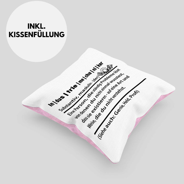 Industriemechaniker Geschenk Kissen mit Füllung 40x40 Spruch Männer Definition Lustige Geschenkidee für Industriemechaniker (Grau) Rosa Trendation