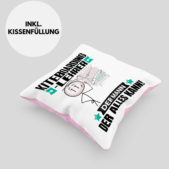 Kiteboarding-Lehrer Kissen mit Füllung 40x40 Geschenk für Kiteboarding-Lehrer Der Mann Der Alles Kann Geschenkidee zum Geburtstag (Grau) Rosa Trendation