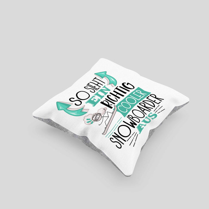 Snowboarder Kissen mit Füllung 40x40 Geschenk So Sieht Ein Richtig Cooler Snowboarder Aus Geschenkidee Spruch Lustig (Grau) Grau Trendation