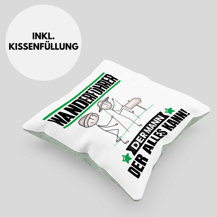 Wanderführer Kissen mit Füllung 40x40 Geschenk für Wanderführer Der Mann Der Alles Kann Geschenkidee zum Geburtstag (Grau) Grün Trendation