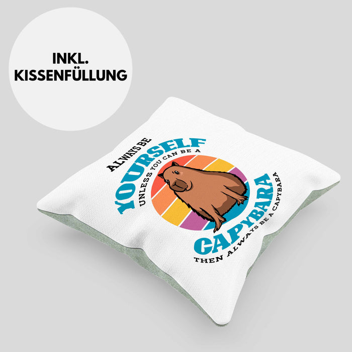 Kissen mit Füllung 40x40 Capybara-Spruch Geschenk für Capybara Liebhaber Geschenkidee (Grau) Grün Trendation