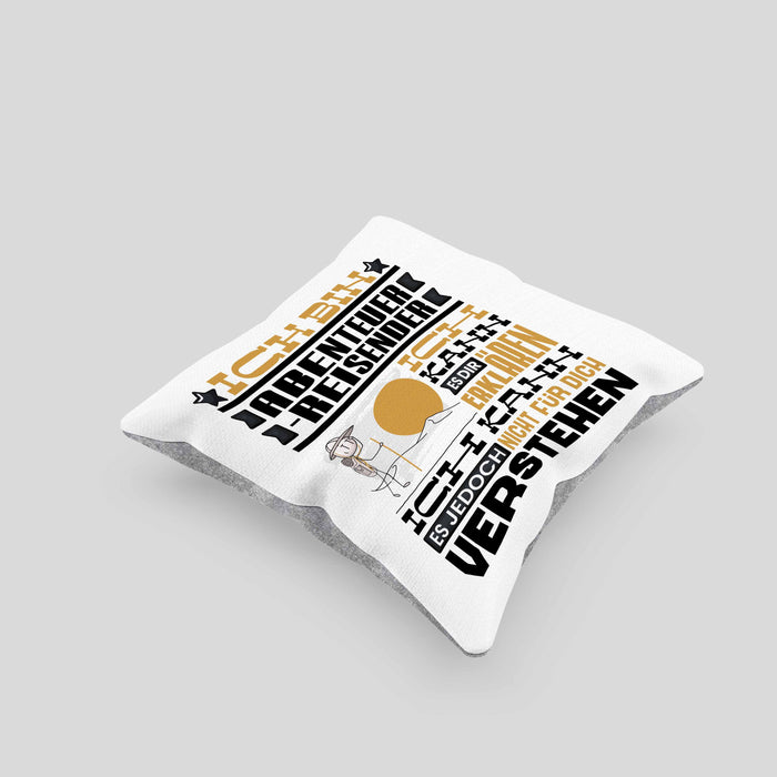 Abenteuerreisender Geschenk Kaffee-Kissen mit Füllung 40x40 Geschenkidee für Abenteuerreisender Ich Bin Abenteuerreisender Ich Kann Es Dir Erklären Jedoch Nicht Für Dich Verstehen Spruch Lustig (Grau) Grau Trendation