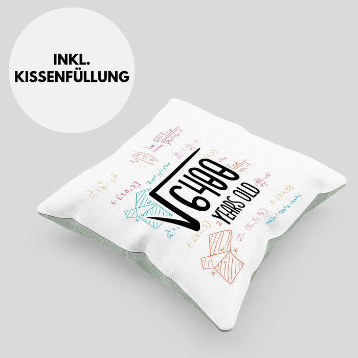 80er Geburtstag Kissen mit Füllung 40x40 Lustige Geschenkidee zum 80. Geburtstag "Wurzel Aus 6400" (Grau) Grün Trendation