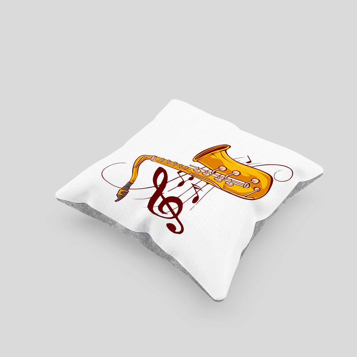Lustige Saxofon-Kissen mit Füllung 40x40 Geschenk Saxofonspieler Geschenkidee (Grau) Grau Trendation