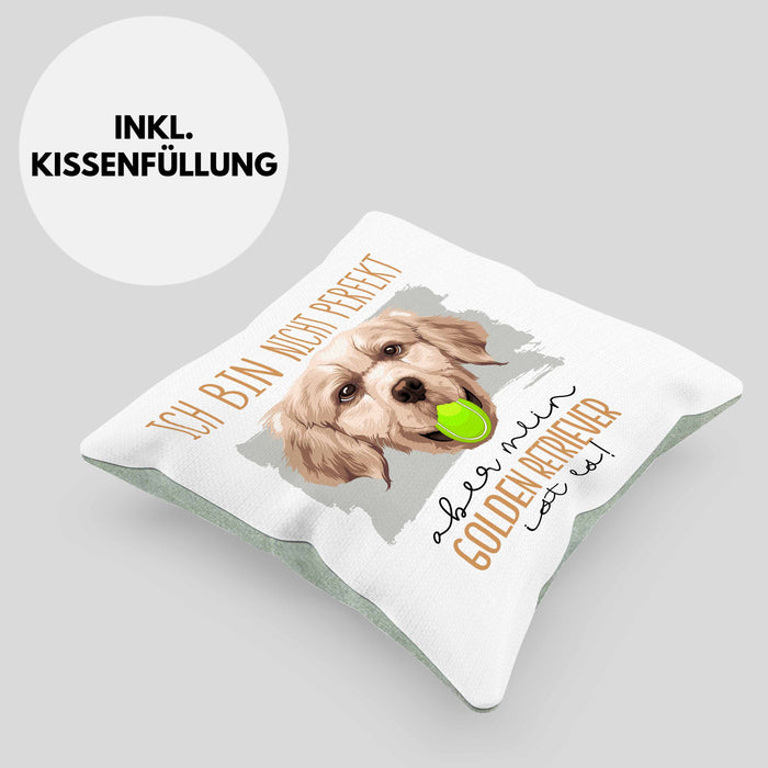 Golden Retriever Besitzer Kissen mit Füllung 40x40 Geschenk Lustiger Spruch Geschenkidee Besitzerin Ich Bin Nicht toll Aber Mein Golden Retriever Ist Es (Grau) Grün Trendation