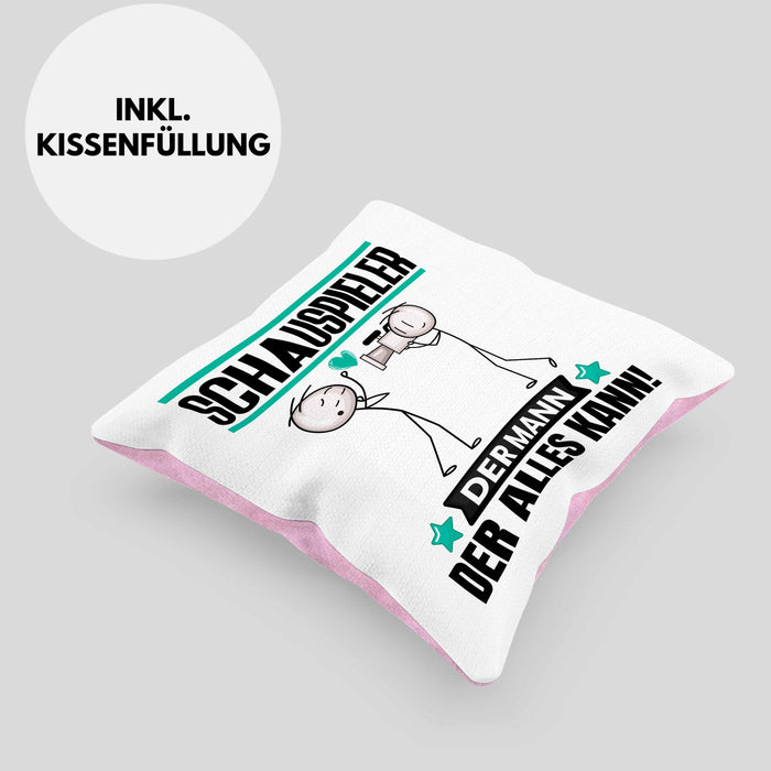 Schauspieler Kissen mit Füllung 40x40 Geschenk für Schauspieler Der Mann Der Alles Kann Geschenkidee zum Geburtstag (Grau) Rosa Trendation