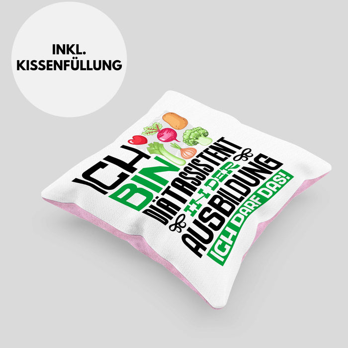 Diätassistent Ausbildung Kissen mit Füllung 40x40 Geschenk Ich Bin Diätassistent In Der Ausbildung Ich Darf Das Geschenkidee Spruch (Grau) Rosa Trendation
