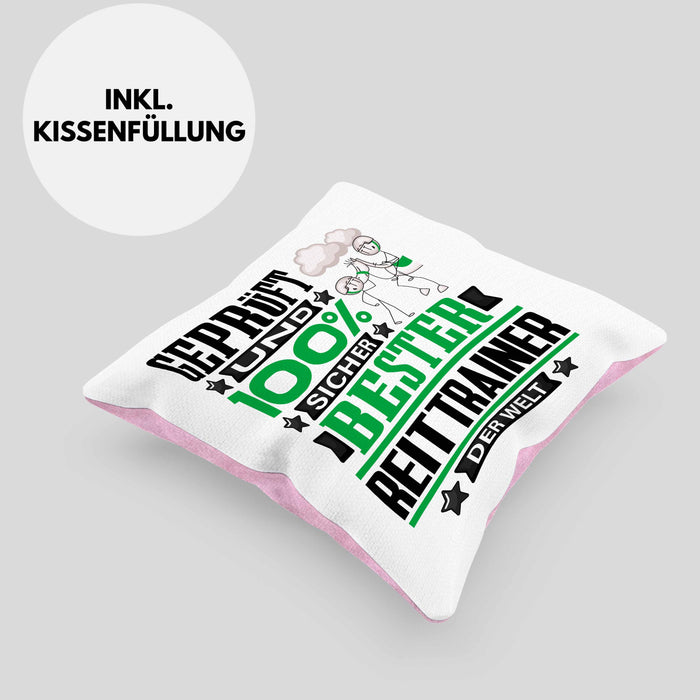 Reittrainer Geschenk Lustiger Spruch für Reittrainer Geschenkidee Bester Reittrainer Der WeltKissen mit Füllung 40x40 (Grau) Rosa Trendation