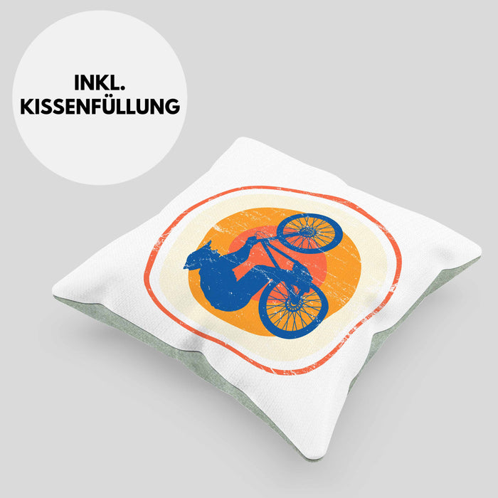 Moutainbike Geschenk Kissen mit Füllung 40x40 Mountainbiker Geschenkidee Kinder Männer Accessories Grafik MTB ler (Grau) Grün Trendation