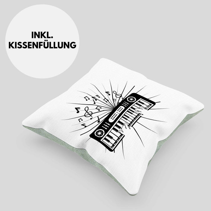Keyboard Spieler Kissen mit Füllung 40x40 Geschenk für Keyboarder Musiker Band Geschenkidee (Grau) Grün Trendation