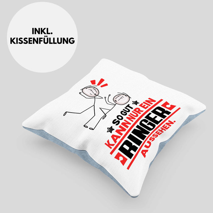 Ringer Geschenk Kissen mit Füllung 40x40 So Gut Kann Nur Ein Ringer Aussehen Geschenkidee (Grau) Blau Trendation