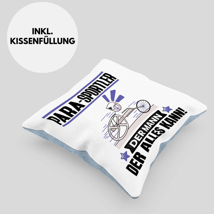 Para-Sportler Kissen mit Füllung 40x40 Geschenk für Para-Sportler Der Mann Der Alles Kann Geschenkidee zum Geburtstag (Grau) Blau Trendation
