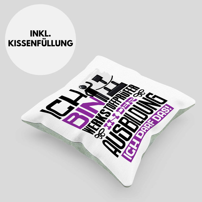 Werkstoffprüfer Ausbildung Kissen mit Füllung 40x40 Geschenk Ich Bin Werkstoffprüfer In Der Ausbildung Ich Darf Das Geschenkidee Spruch (Grau) Grün Trendation