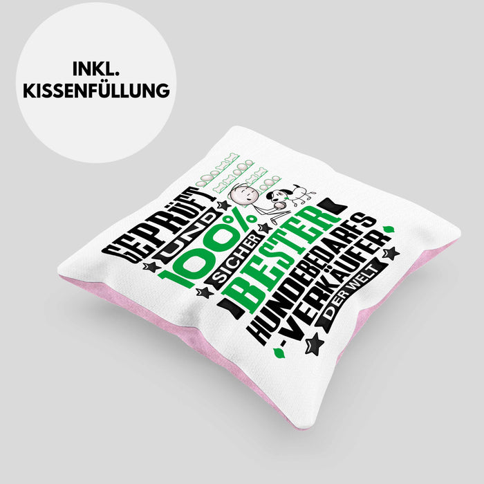 Hundebedarfsverkäufer Geschenk Lustiger Spruch für Hundebedarfsverkäufer Geschenkidee Bester Hundebedarfsverkäufer Der WeltKissen mit Füllung 40x40 (Grau) Rosa Trendation