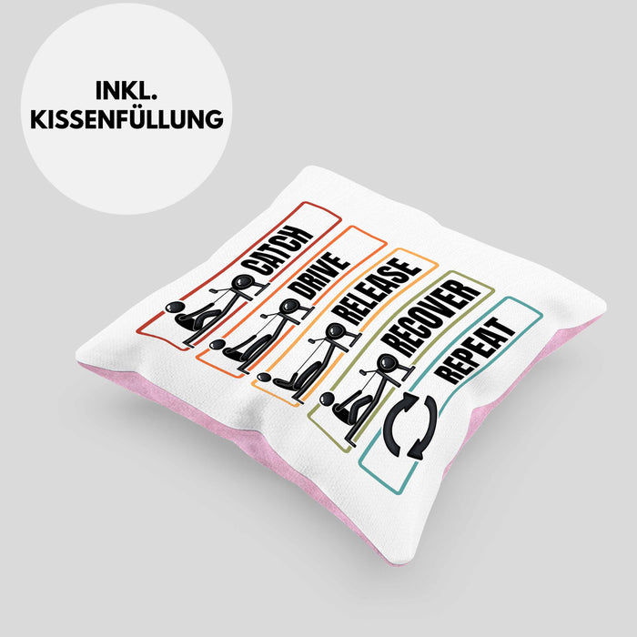 Rudern Kissen mit Füllung 40x40 Geschenk Catch Drive Release Recover Repeat Geschenkidee Ruderer (Grau) Rosa Trendation