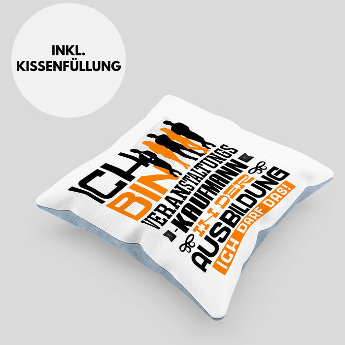 Veranstaltungskaufmann Ausbildung Kissen mit Füllung 40x40 Geschenk Ich Bin Veranstaltungskaufmann In Der Ausbildung Ich Darf Das Geschenkidee Spruch (Grau) Blau Trendation