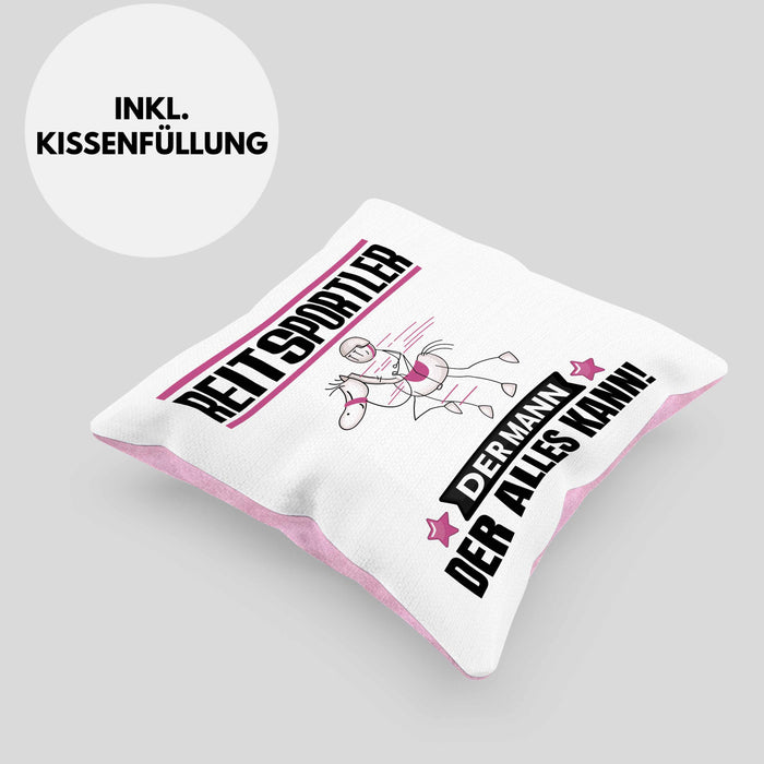 Reitsportler Kissen mit Füllung 40x40 Geschenk für Reitsportler Der Mann Der Alles Kann Geschenkidee zum Geburtstag (Grau) Rosa Trendation