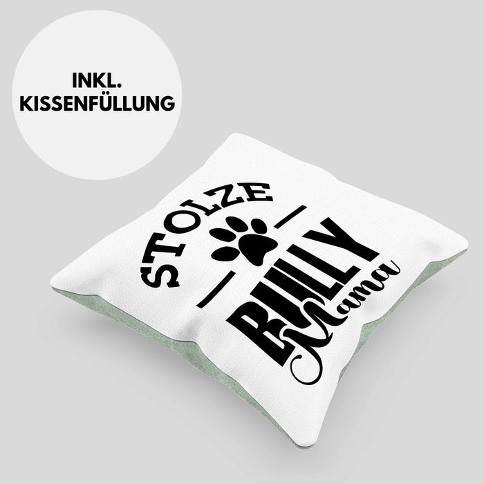 Hunde Kissen mit Füllung 40x40 Geschenk für stolze Bully-Mamas Bully Hunde Geschenkidee (Grau) Grün Trendation
