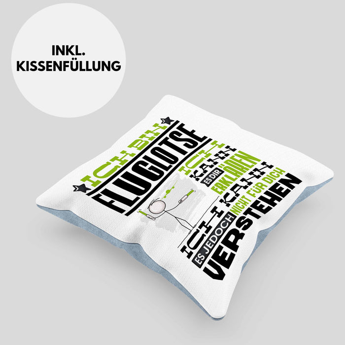 Fluglotse Geschenk Kaffee-Kissen mit Füllung 40x40 Geschenkidee für Fluglotse Ich Bin Fluglotse Ich Kann Es Dir Erklären Jedoch Nicht Für Dich Verstehen Spruch Lustig (Grau) Blau Trendation