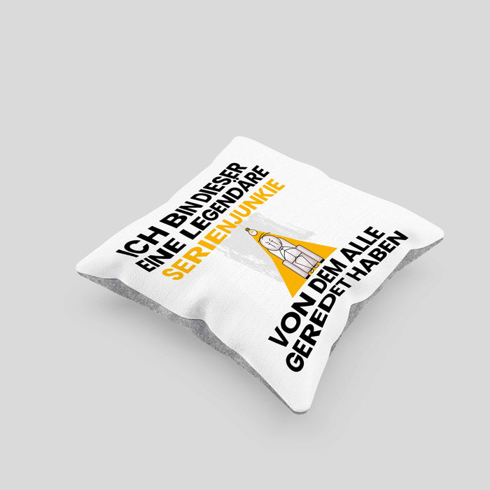 Serienjunkie Geschenk Kissen mit Füllung 40x40 Lustige Geschenkidee Geburtstag für Serienjunkie Ich Bin Dieser Legendäre Serienjunkie Von Dem Alle Geredet Haben (Grau) Grau Trendation