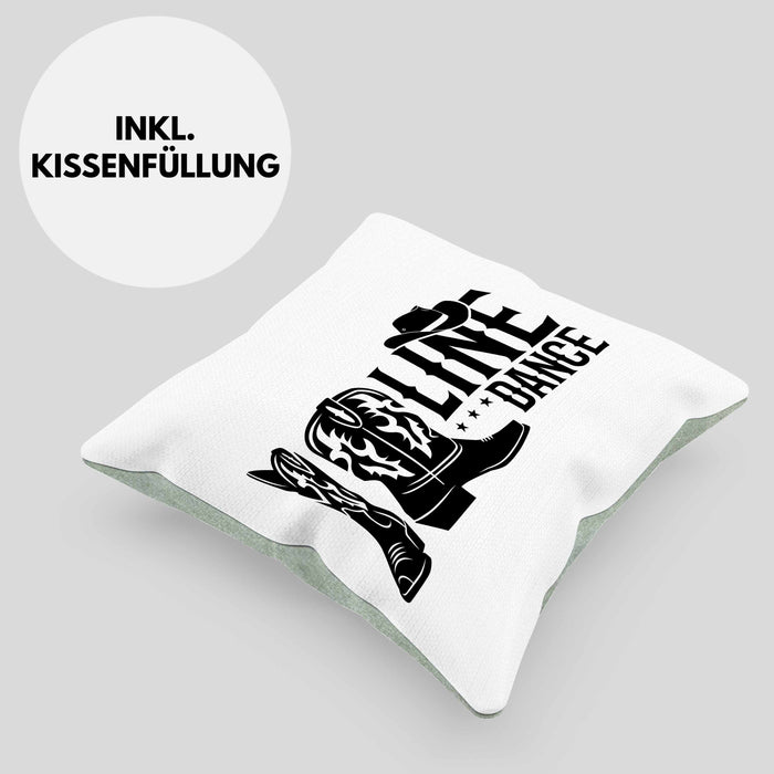 Line Dance Kissen mit Füllung 40x40 Geschenk Spruch Linedance KafffeeKissen mit Füllung 40x40 Spruch (Grau) Grün Trendation