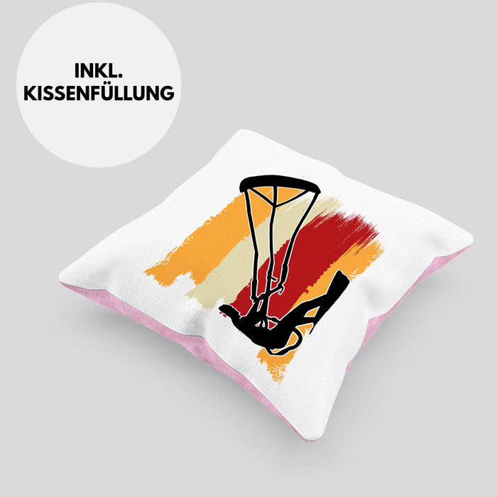Kitesurfing Kissen mit Füllung 40x40 Geschenk für Kitesurfer Geschenkidee Bunte Grafik (Grau) Rosa Trendation