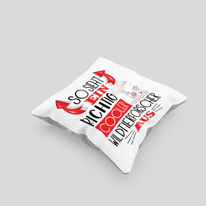 Wildtierforscher Kissen mit Füllung 40x40 So Sieht Ein Richtig Cooler Wildtierforscher Aus Geschenk Lustiger Spruch Geschenkidee (Grau) Grau Trendation