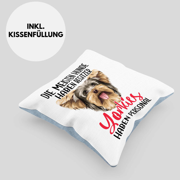 Yorkie-Besitzer Geschenk Kissen mit Füllung 40x40 Hund Yorkie Liebhaber Geschenkidee Die Meisten Hunde Haben Besitzer Yorkies Haben Personal (Grau) Blau Trendation