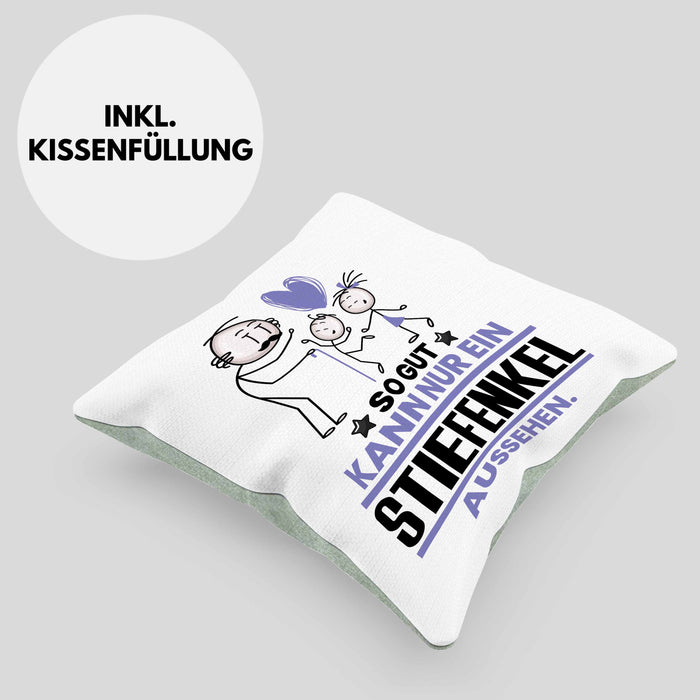 Stiefenkel Geschenk Kissen mit Füllung 40x40 So Gut Kann Nur Ein Stiefenkel Aussehen Geschenkidee (Grau) Grün Trendation