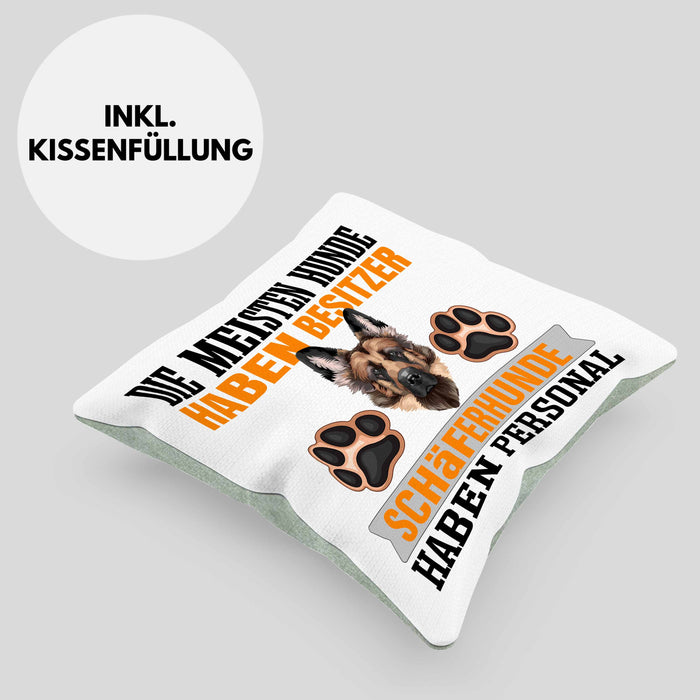 Schäferhund Besitzer Kissen mit Füllung 40x40 Geschenk Lustiger Spruch Geschenkidee Besitzerin Schäferhund Haben Personal (Grau) Grün Trendation