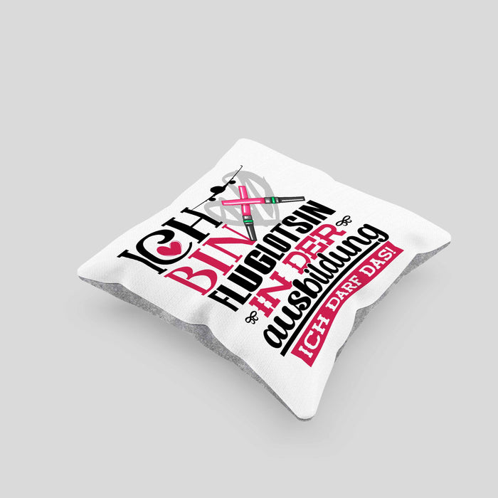 Fluglotsin Ausbildung Start Geschenk Kissen mit Füllung 40x40 Ich Bin Fluglotsin In Der Ausbildung Ich Darf Das Geschenkidee (Grau) Grau Trendation