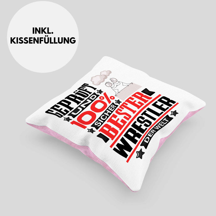 Wrestler Geschenk Lustiger Spruch für Wrestler Geschenkidee Bester Wrestler Der WeltKissen mit Füllung 40x40 (Grau) Rosa Trendation