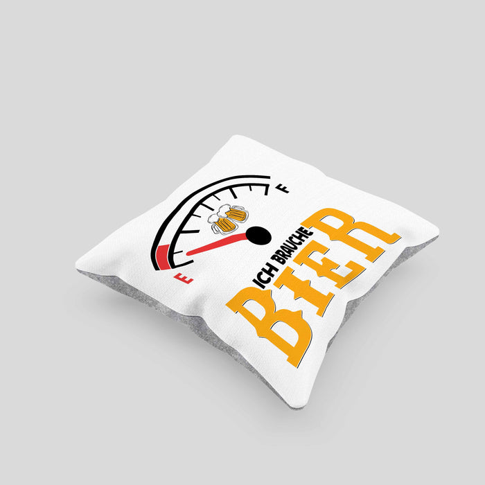 Kissen mit Füllung 40x40 Ich Brauche Bier Lustiges Biertrinker Party Geschenk (Grau) Grau Trendation
