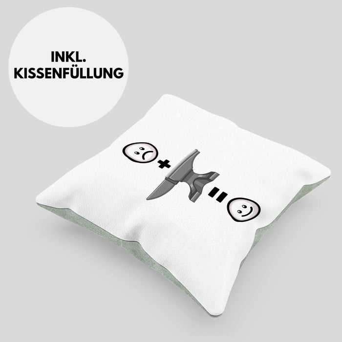 Schmied Kissen mit Füllung 40x40 Geschenk für Metallbauer Lustige Geschenkidee :( + Schmied = :) (Grau) Grün Trendation