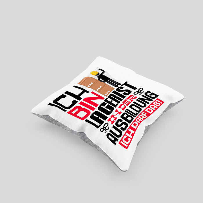 Lagerist Ausbildung Kissen mit Füllung 40x40 Geschenk Ich Bin Lagerist In Der Ausbildung Ich Darf Das Geschenkidee Spruch (Grau) Grau Trendation