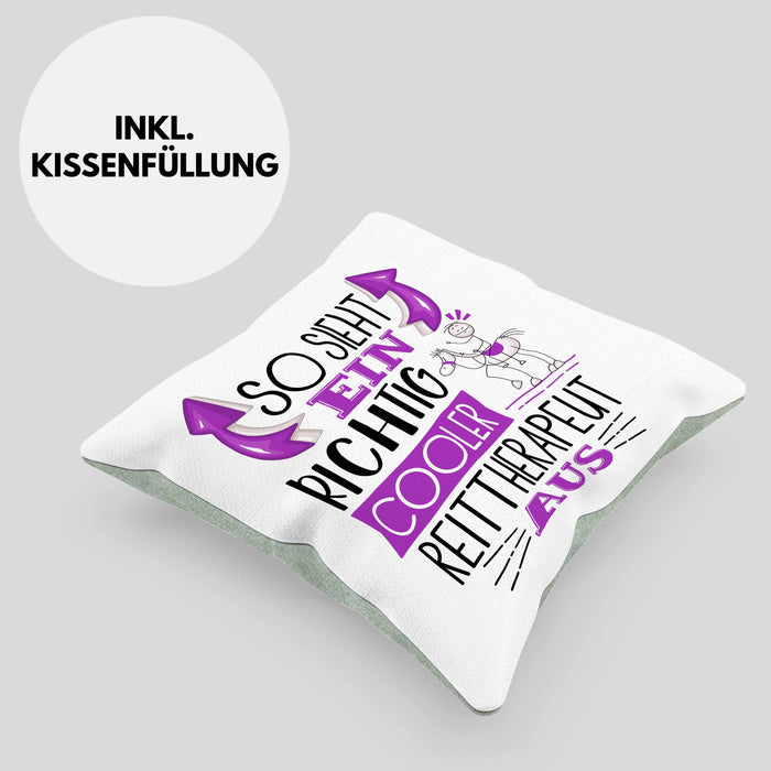 So Sieht Ein Richtig Cooler Reittherapeut Aus Kissen mit Füllung 40x40 Geschenk für Reittherapie Geschenkidee Spruch (Grau) Grün Trendation