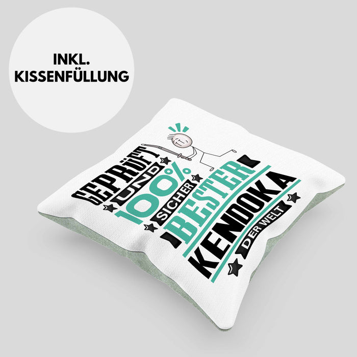 Kendoka Geschenk Lustiger Spruch für Kendoka Geschenkidee Bester Kendoka Der WeltKissen mit Füllung 40x40 (Grau) Grün Trendation