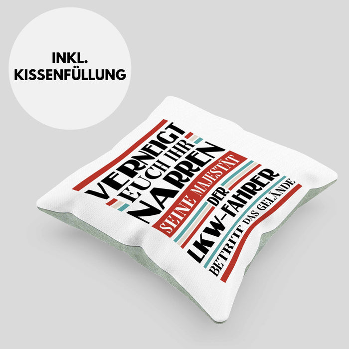 LKW Fahrer Geschenk Kissen mit Füllung 40x40 Geschenke Zubehör Lustig Mann Lkwfahrer Geschenkidee Kissen mit Füllung 40x40 mit Spruch (Grau) Grün Trendation