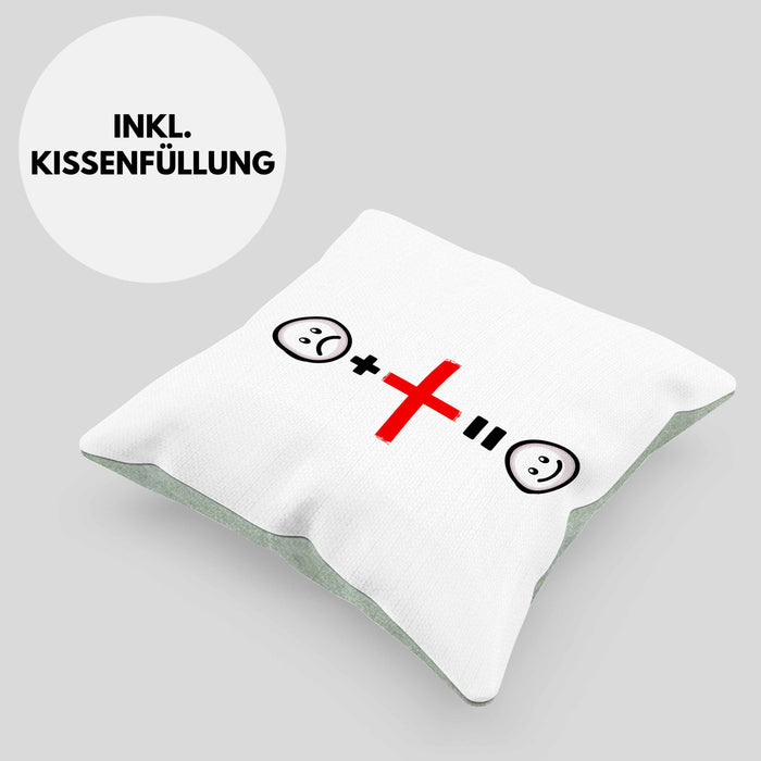 Bologna Italien Kissen mit Füllung 40x40 Geschenk für Bologna Urlauber Lustige Geschenkidee :( + Bologna = :) Geburtstag (Grau) Grün Trendation