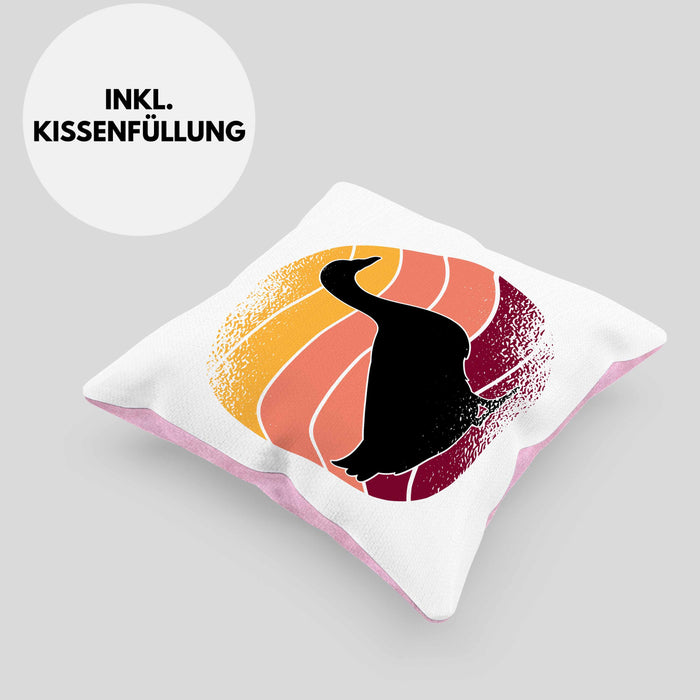 Ente Geschenk Vintage Kissen mit Füllung 40x40 Geschenk Retro Bauernhof Enten (Grau) Rosa Trendation