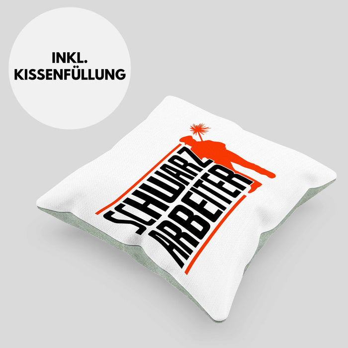 Lustiges Geschenk für Schornsteinfeger Spruch Geschenkdiee SchwarzarbeiterKissen mit Füllung 40x40 (Grau) Grün Trendation