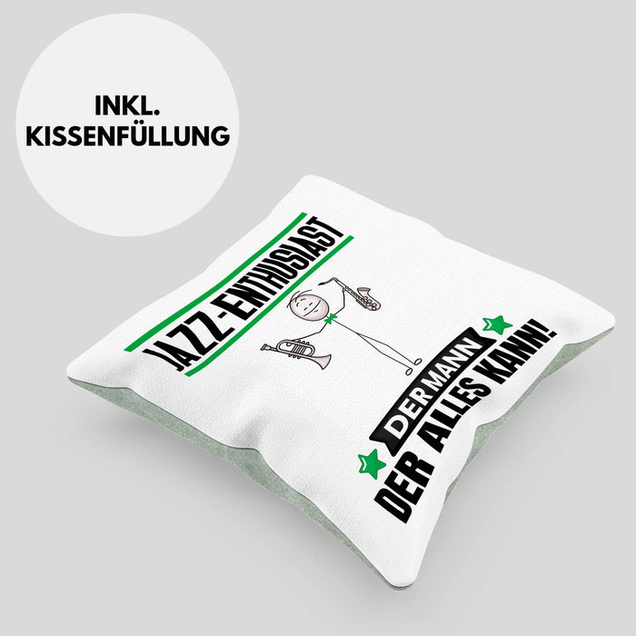 Jazz-Enthusiast Kissen mit Füllung 40x40 Geschenk für Jazz-Enthusiast Der Mann Der Alles Kann Geschenkidee zum Geburtstag (Grau) Grün Trendation