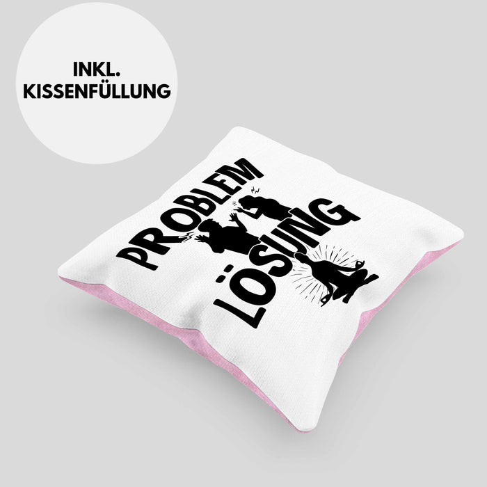 Yoga Kissen mit Füllung 40x40 Geschenk für Yogalehrer Männer Geschenkidee Problem und Lösung Yoga (Grau) Rosa Trendation