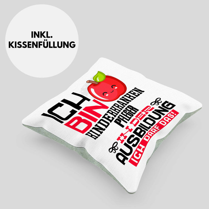 Kinderkrankenpfleger Ausbildung Kissen mit Füllung 40x40 Geschenk Ich Bin Kinderkrankenpfleger In Der Ausbildung Ich Darf Das Geschenkidee Spruch (Grau) Grün Trendation